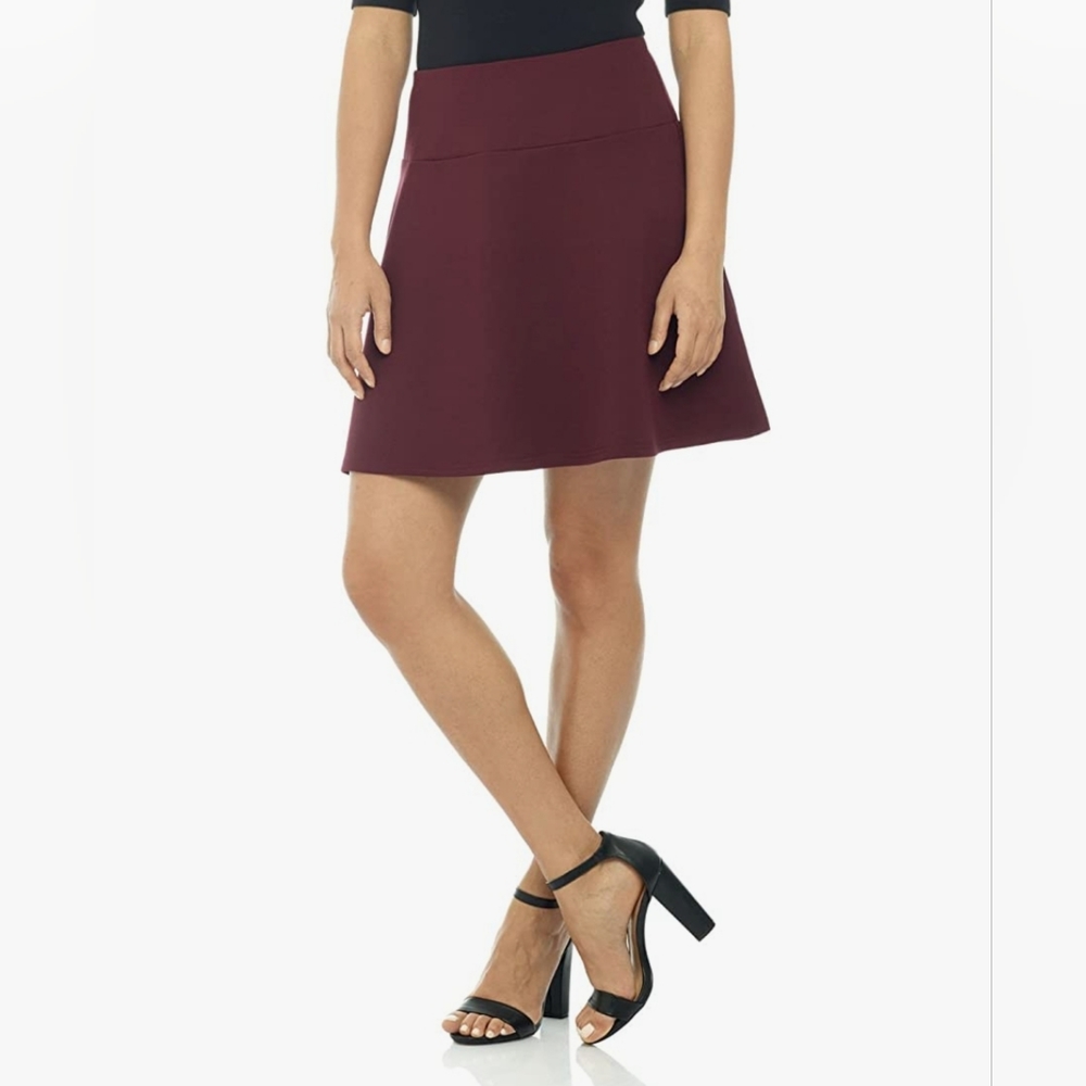 Rekucci Women's Ease in to Comfort Wide Waist Flared Flippy Skirt Luxe Ponte